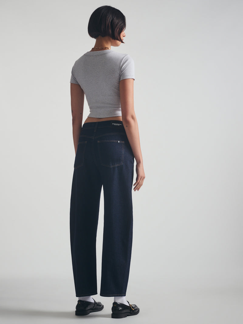 Women's Ribbed Cropped T-Shirt in Light Grey Melange