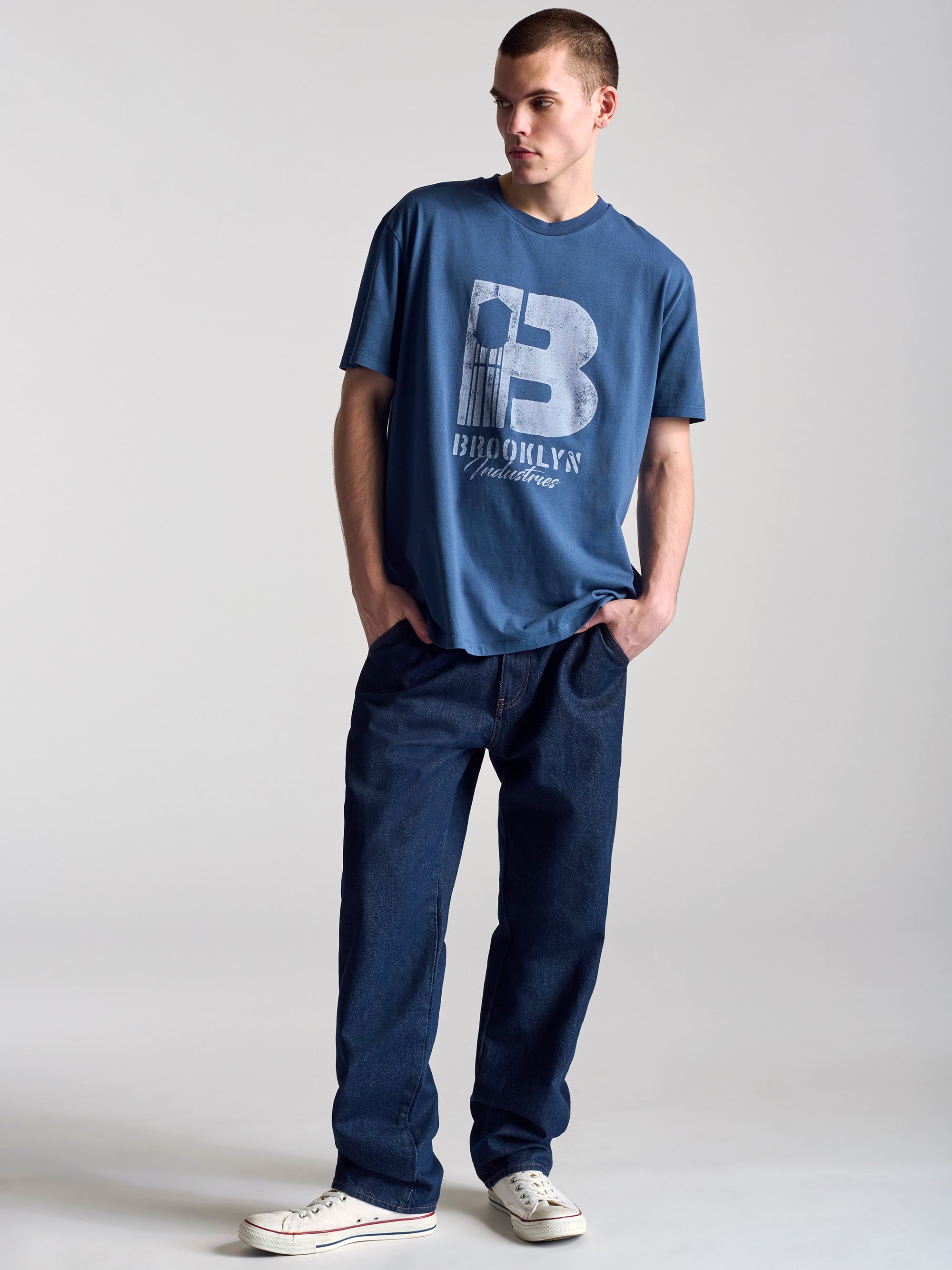 Men's Brooklyn Vintage T-Shirt In Dark Denim - BROOKLYN INDUSTRIES