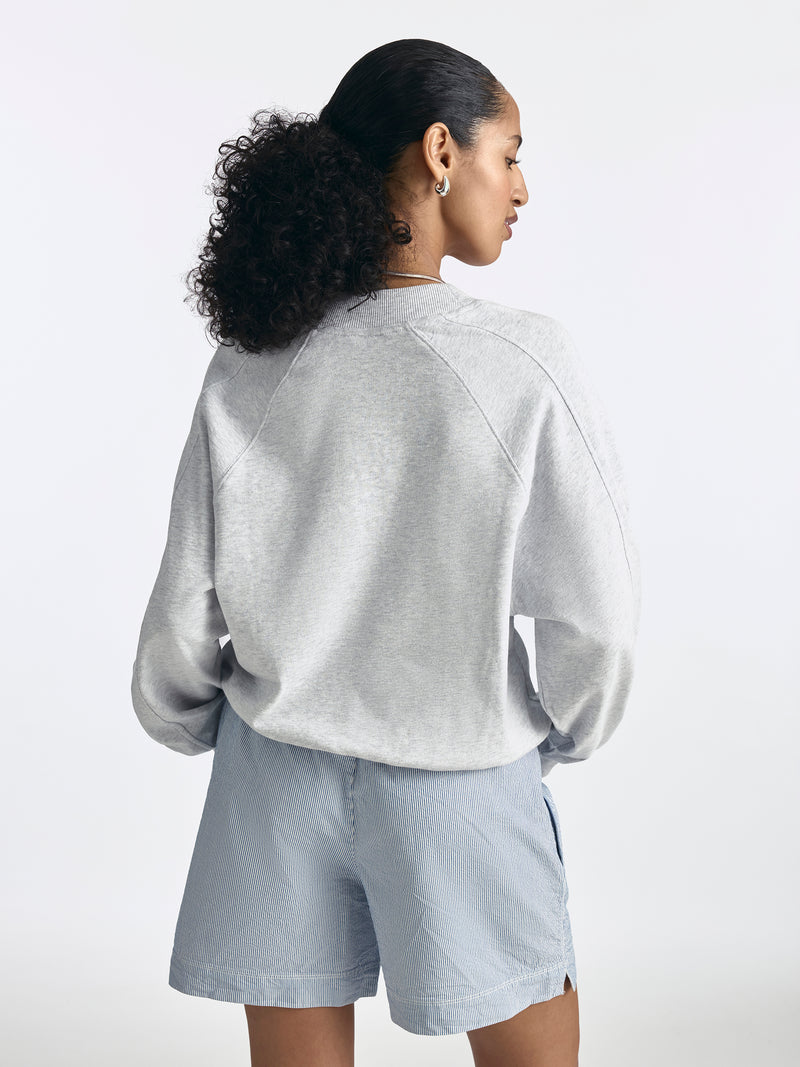 Women's Logo V-Neck Varsity Sweatshirt in Grey Melange - BROOKLYN INDUSTRIES