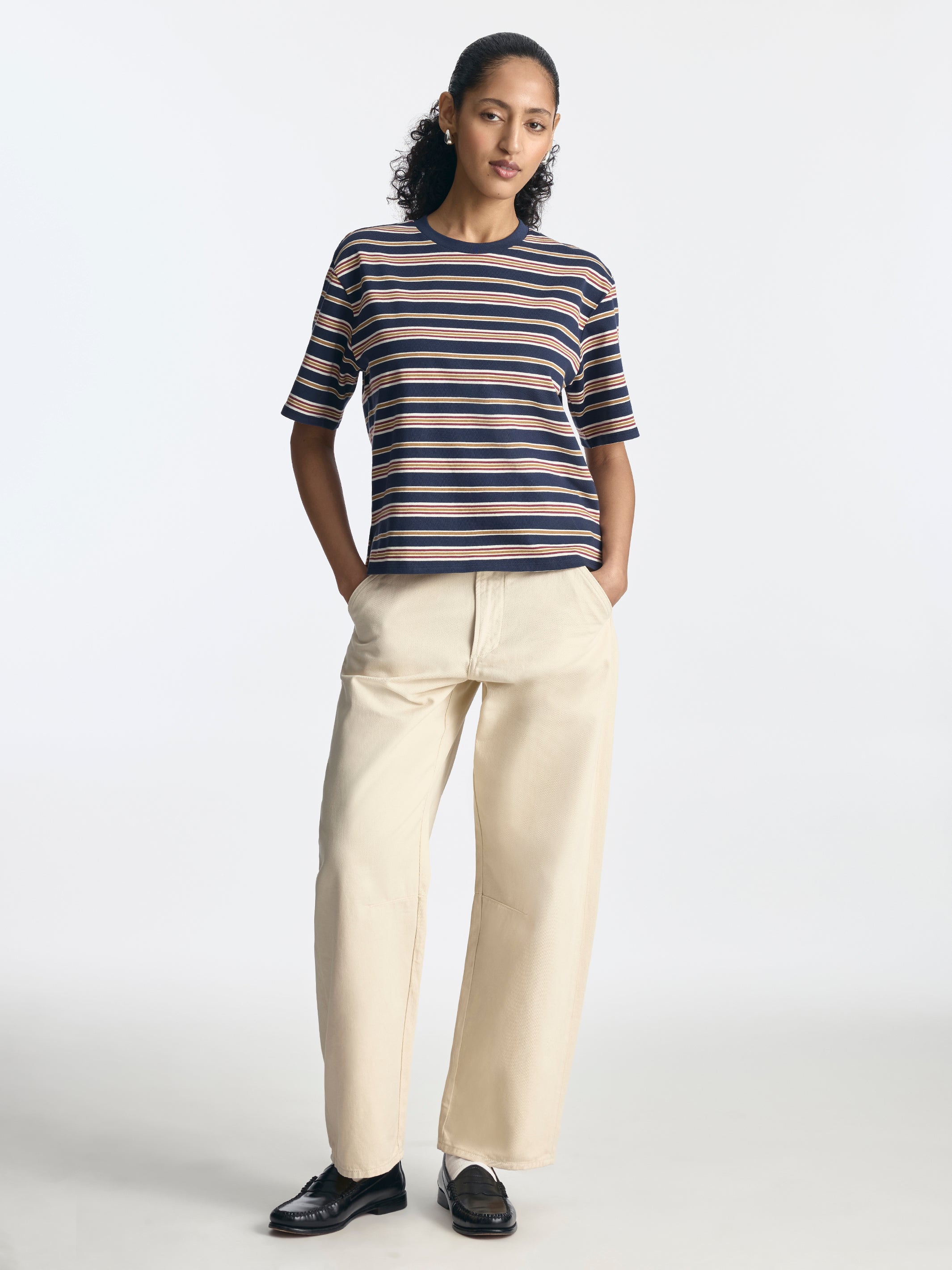 Women's Striped T-Shirt in Polar Night - BROOKLYN INDUSTRIES