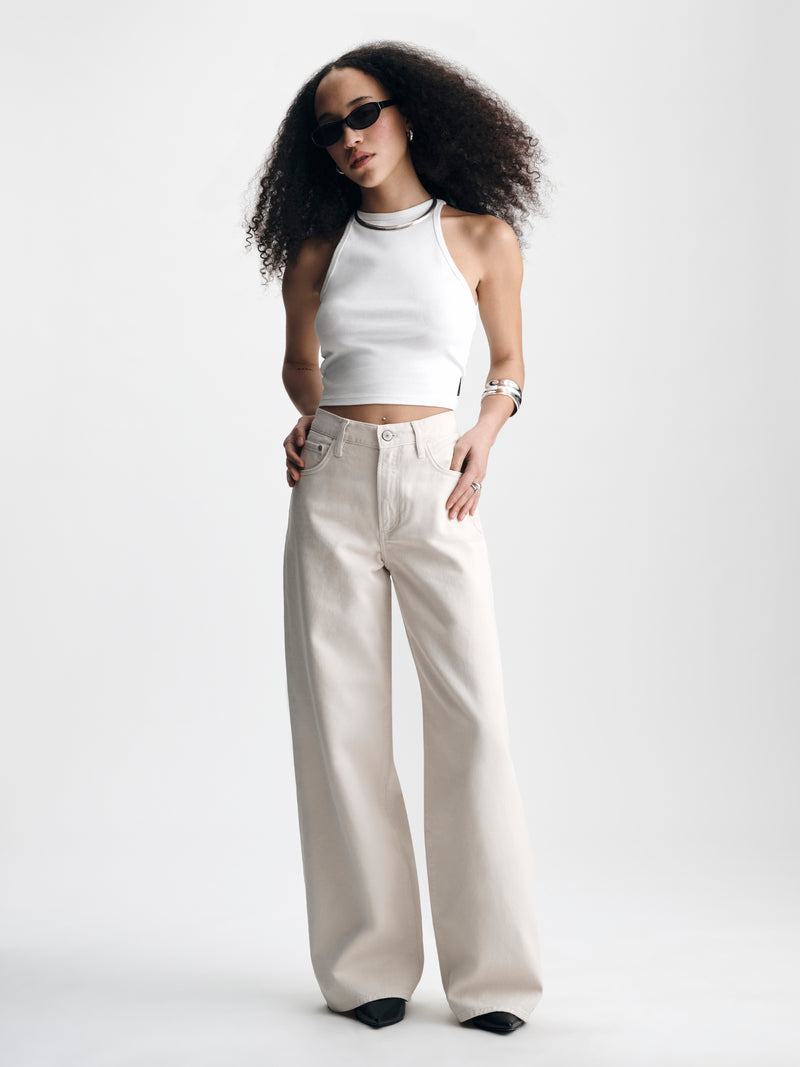 Women's High Neck Tank Top in White - BROOKLYN INDUSTRIES