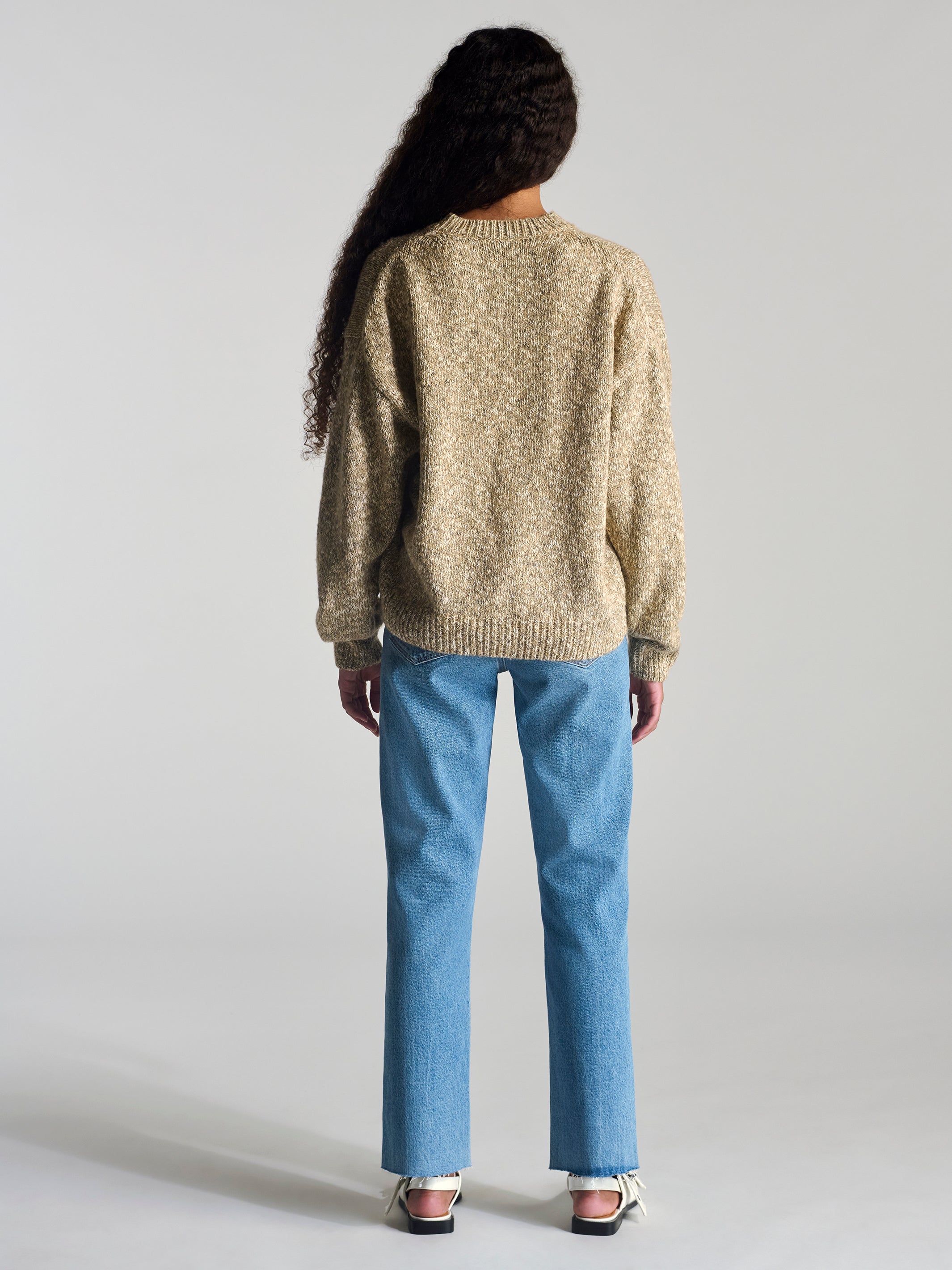 Women's Crew Neck Sweater In Oatmeal Melange | Brooklyn Industries