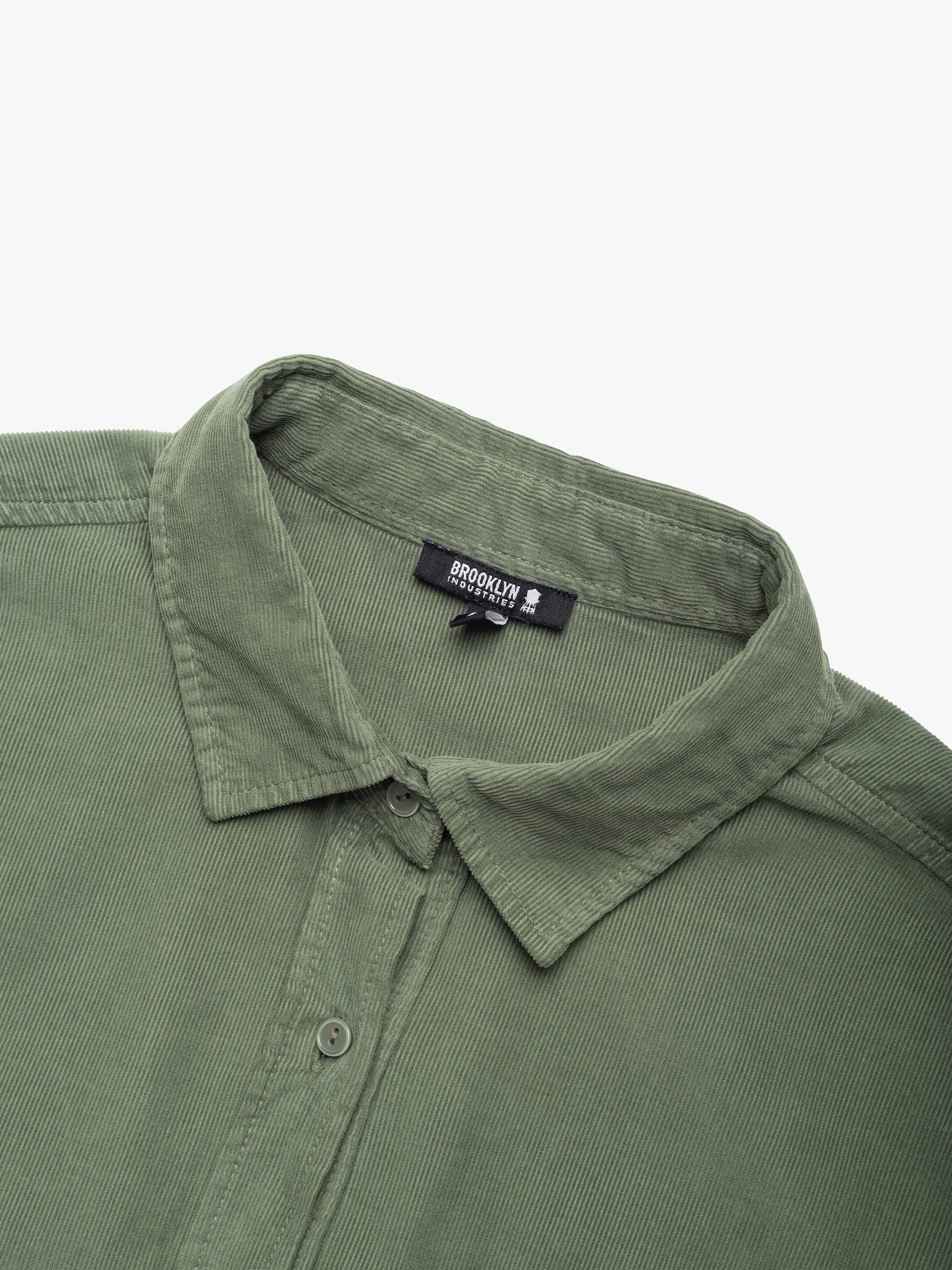 Women's Graham Corduroy Cropped Shirt in Moss - BROOKLYN INDUSTRIES