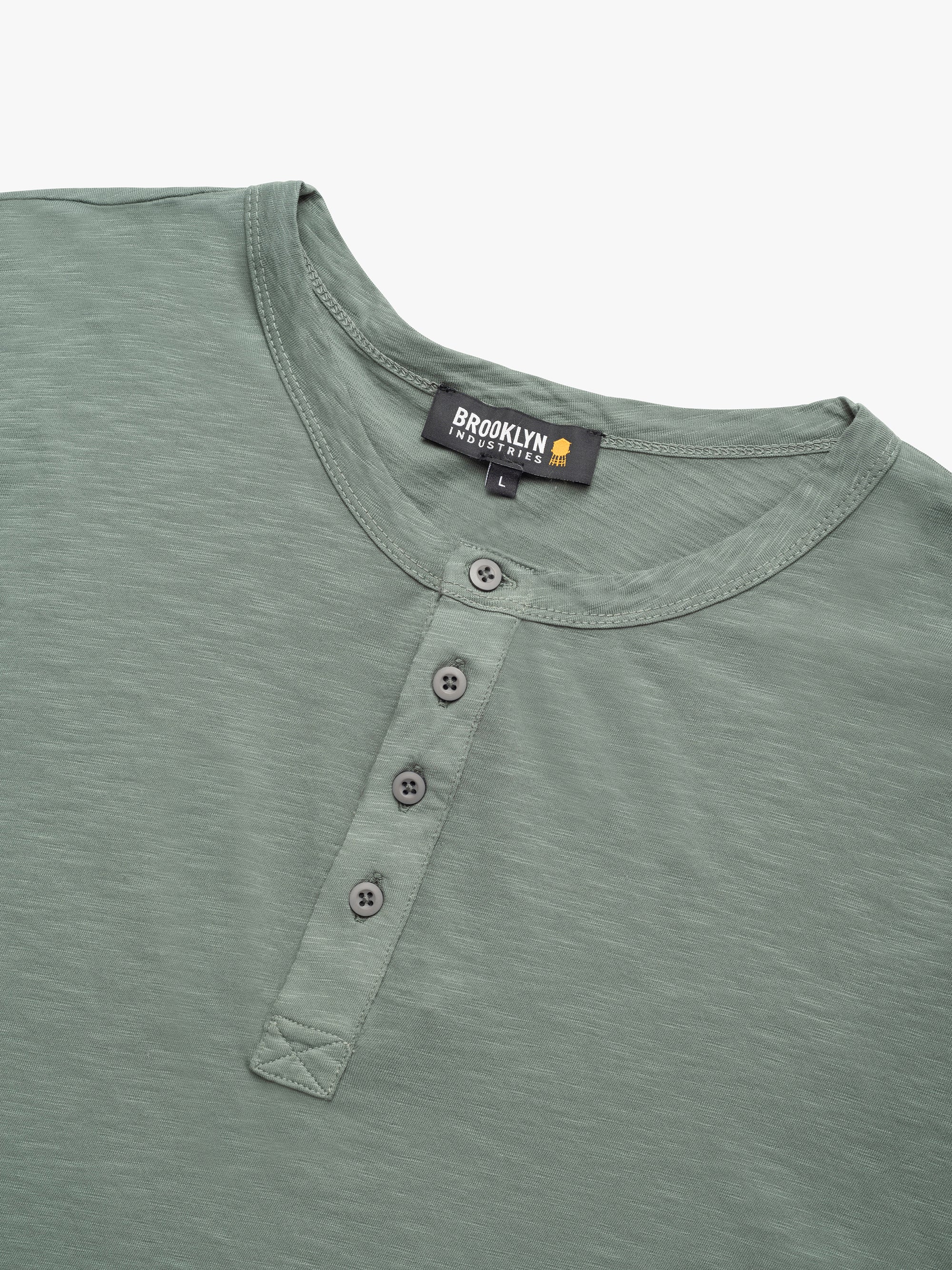 Men's Long Sleeve Henley T-Shirt In Agave Green - BROOKLYN INDUSTRIES