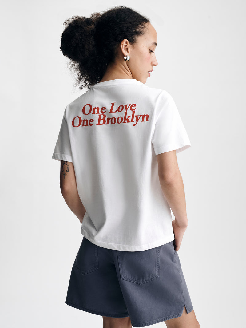 Women's One Love One Brooklyn T-Shirt in White - BROOKLYN INDUSTRIES