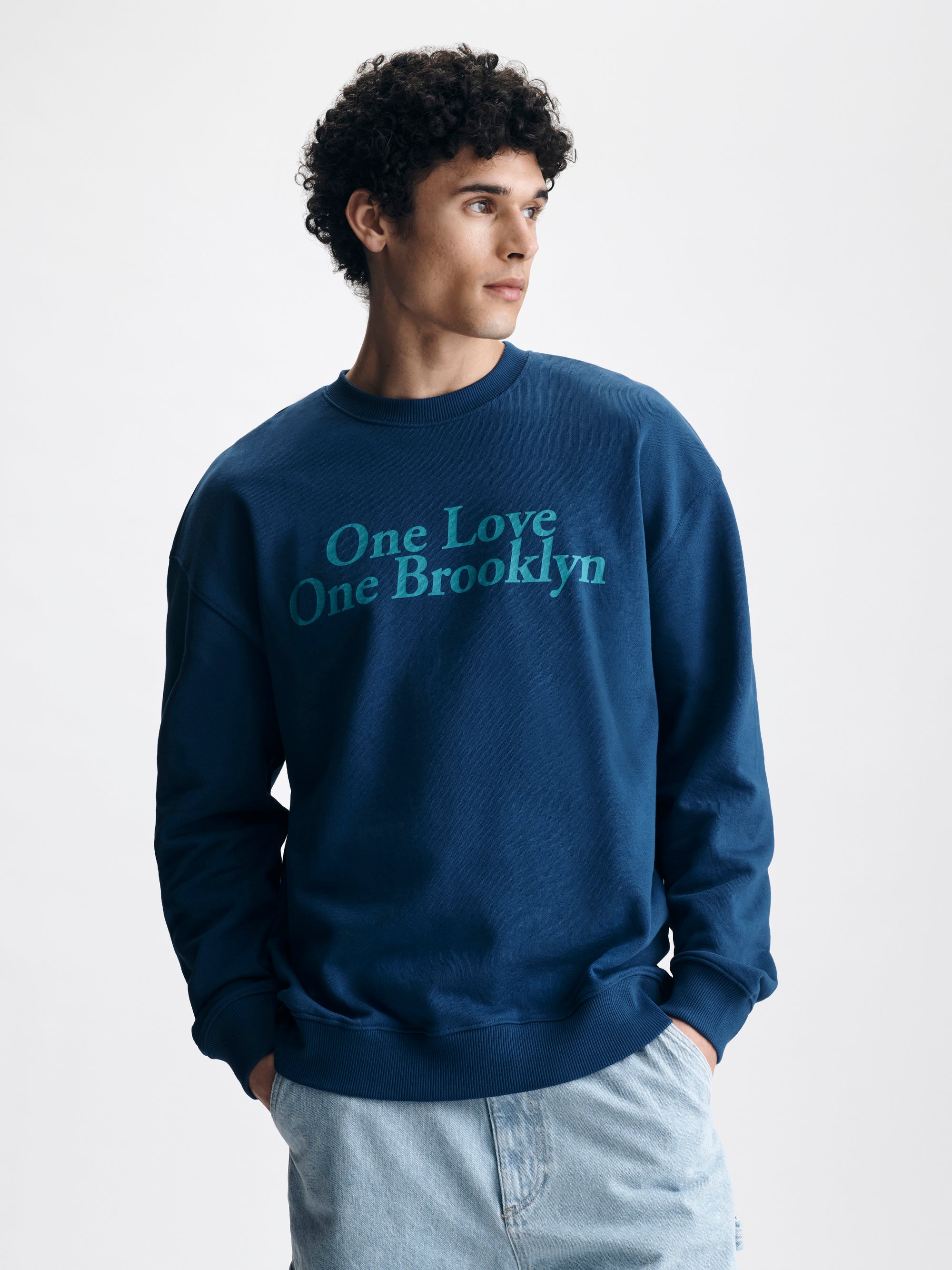 Men's One Love One Brooklyn Sweatshirt in Navy Peony - BROOKLYN INDUSTRIES