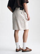 Men's Williamsburg Carpenter Shorts in Cream Colored Canvas - BROOKLYN INDUSTRIES