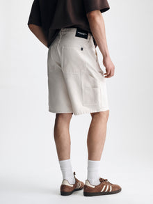 Men's Williamsburg Carpenter Shorts in Cream Colored Canvas - BROOKLYN INDUSTRIES