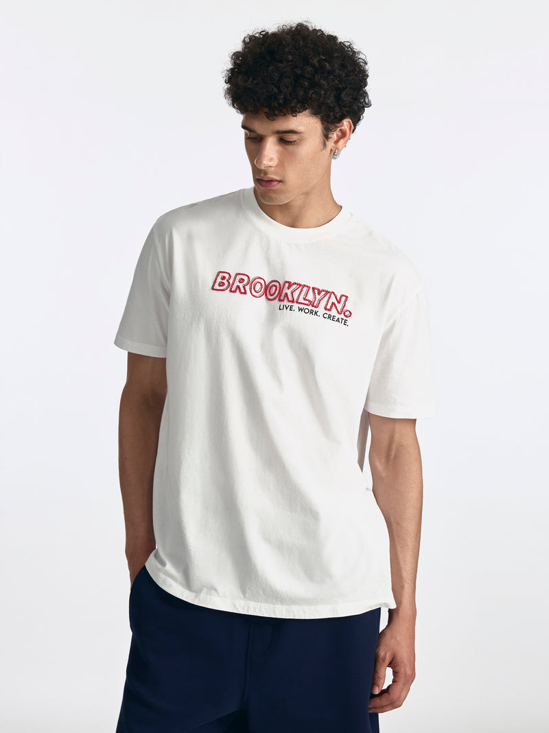 Men's Brooklyn Live Work Create T-Shirt in White - BROOKLYN INDUSTRIES