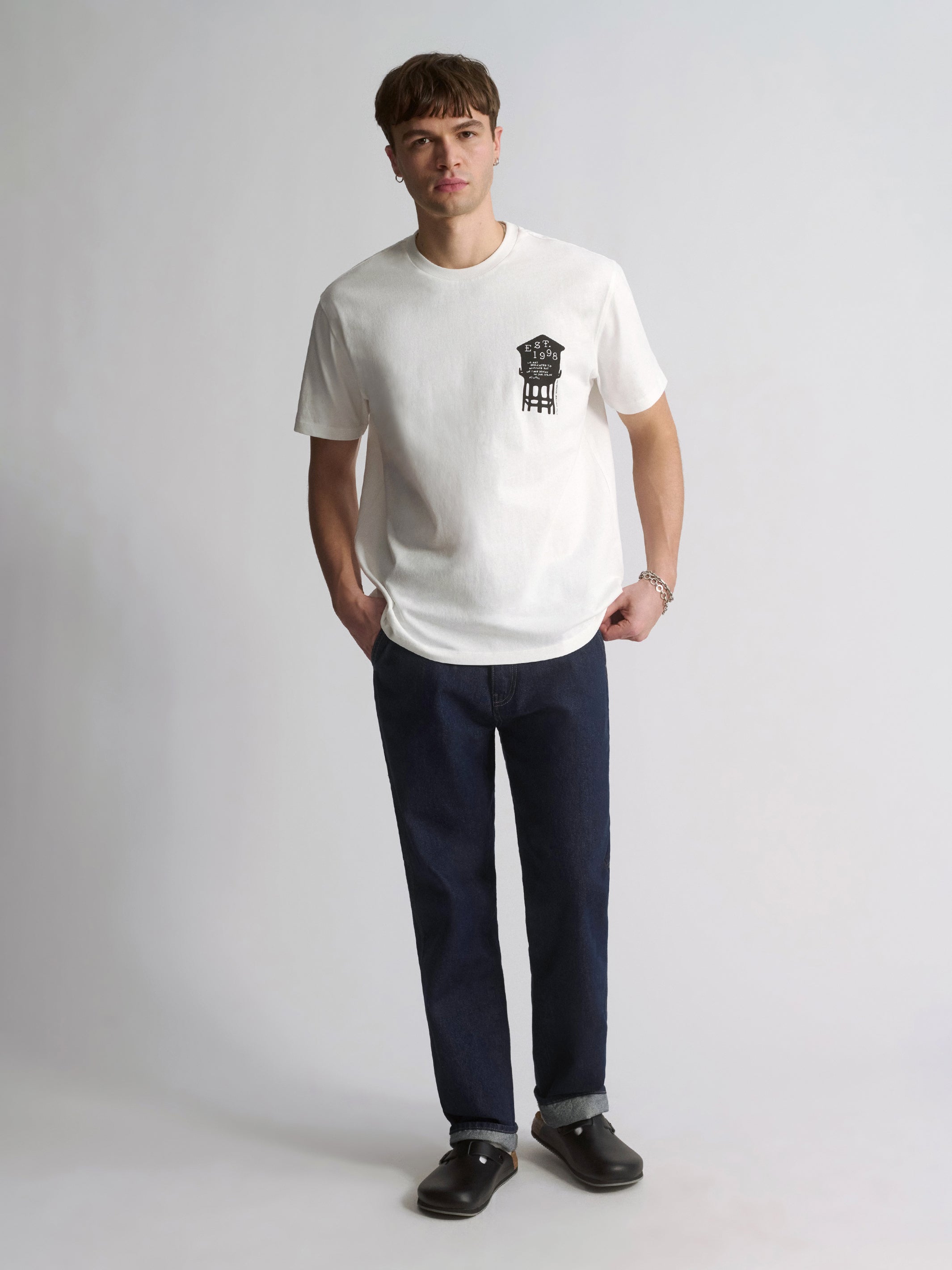 Men's Brooklyn Water Tower T-Shirt In Antique White - BROOKLYN INDUSTRIES