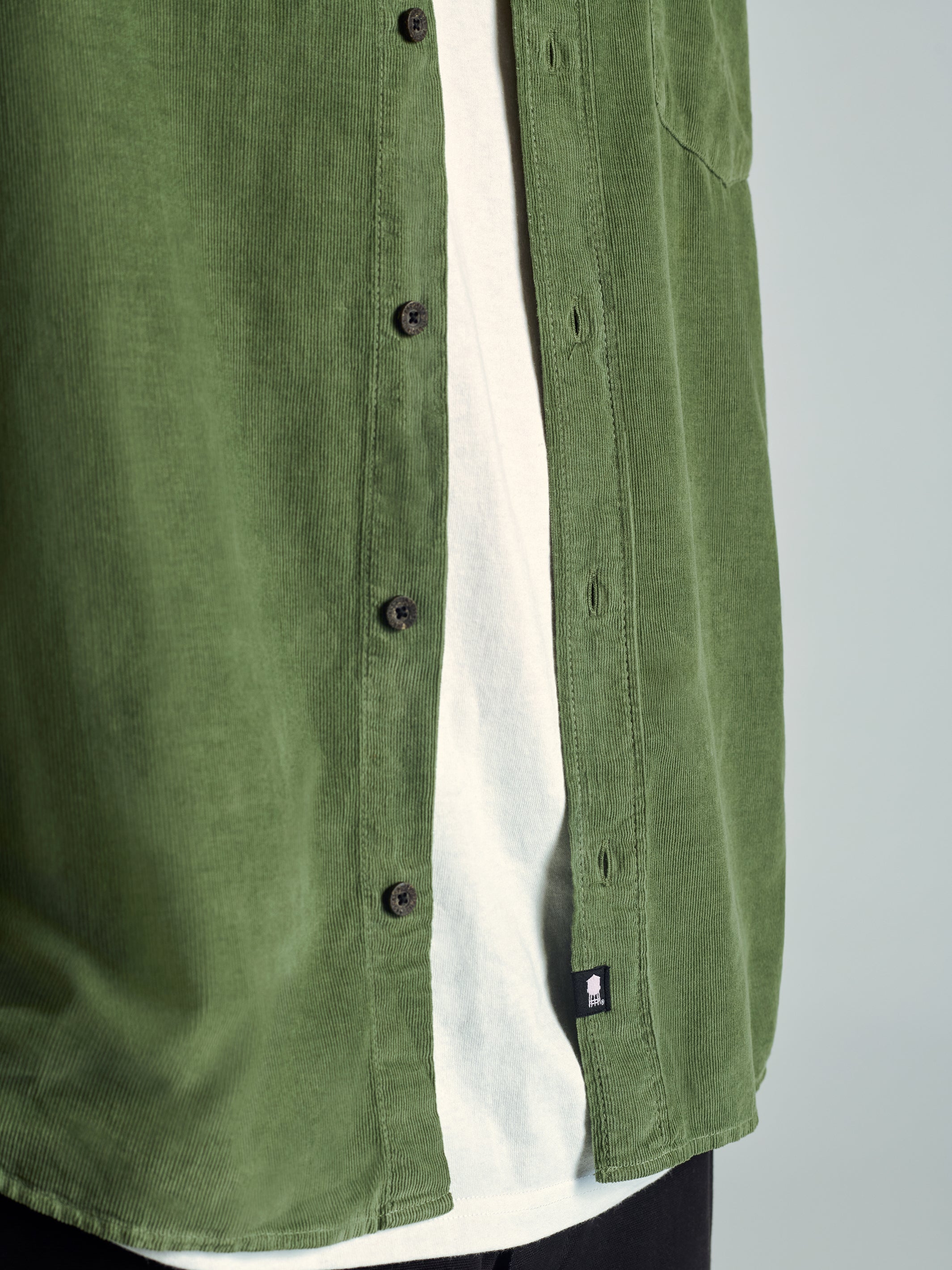 Men's Long Sleeve Corduroy Shirt In Agave Green - BROOKLYN INDUSTRIES