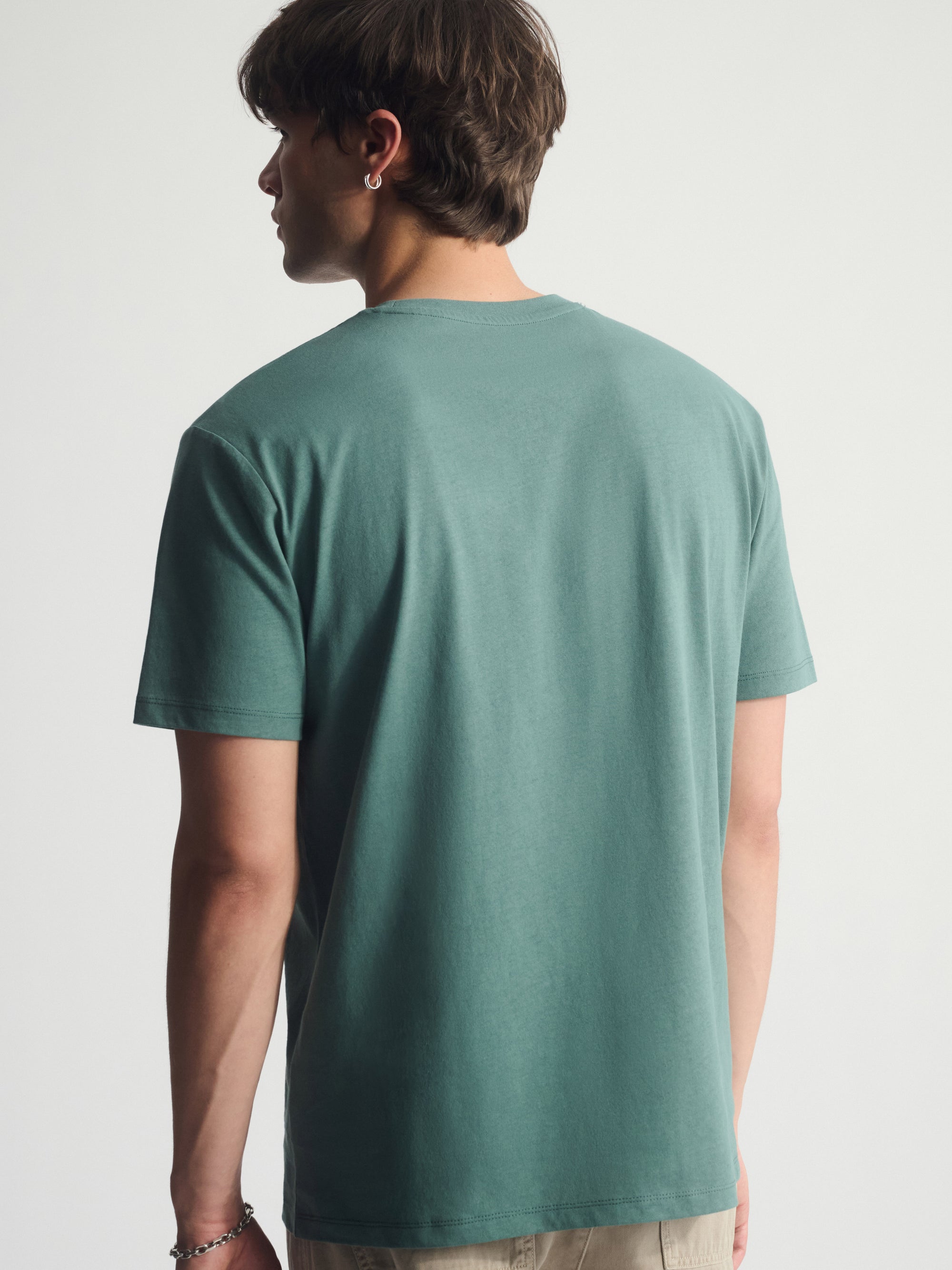 Men's Brooklyn Logo Cotton T-Shirt In Silver Pine