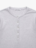 Women's Cropped Henley T-Shirt in Light Grey Melange - BROOKLYN INDUSTRIES