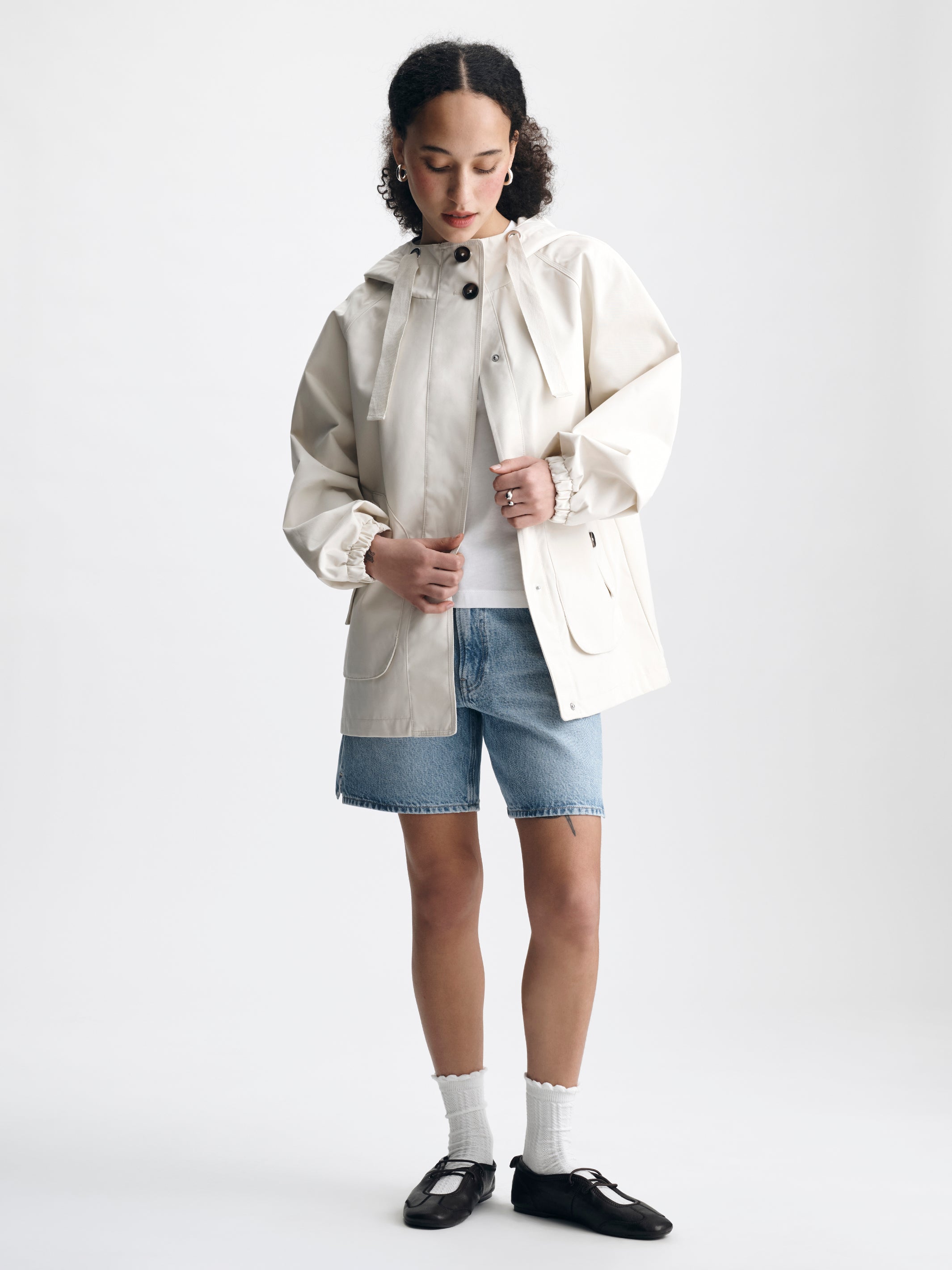 Women's Hooded Utility Jacket in Silver Birch - BROOKLYN INDUSTRIES