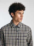 Men's Logo Long Sleeve Plaid Shirt in Black Check - BROOKLYN INDUSTRIES