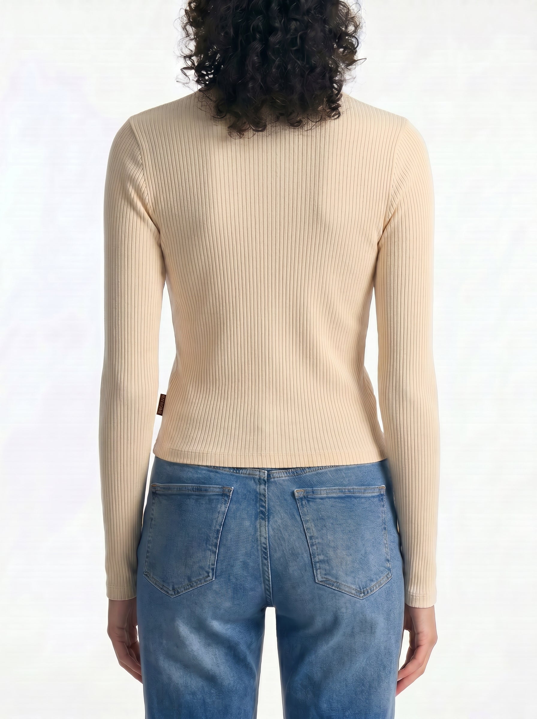 Women's Ribbed Button-Up T-Shirt in Sandshell - BROOKLYN INDUSTRIES