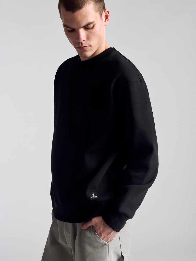 Men's Hoyt Crew Neck Sweatshirt In Black - BROOKLYN INDUSTRIES