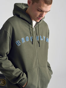 Men's Logo Zip Up Sweatshirt In Sage - BROOKLYN INDUSTRIES