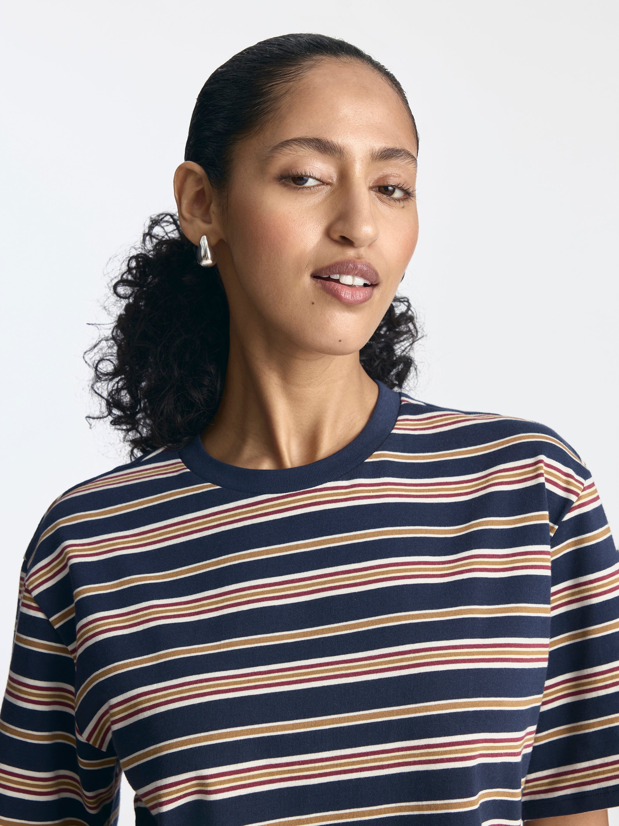 Women's Striped T-Shirt in Polar Night - BROOKLYN INDUSTRIES