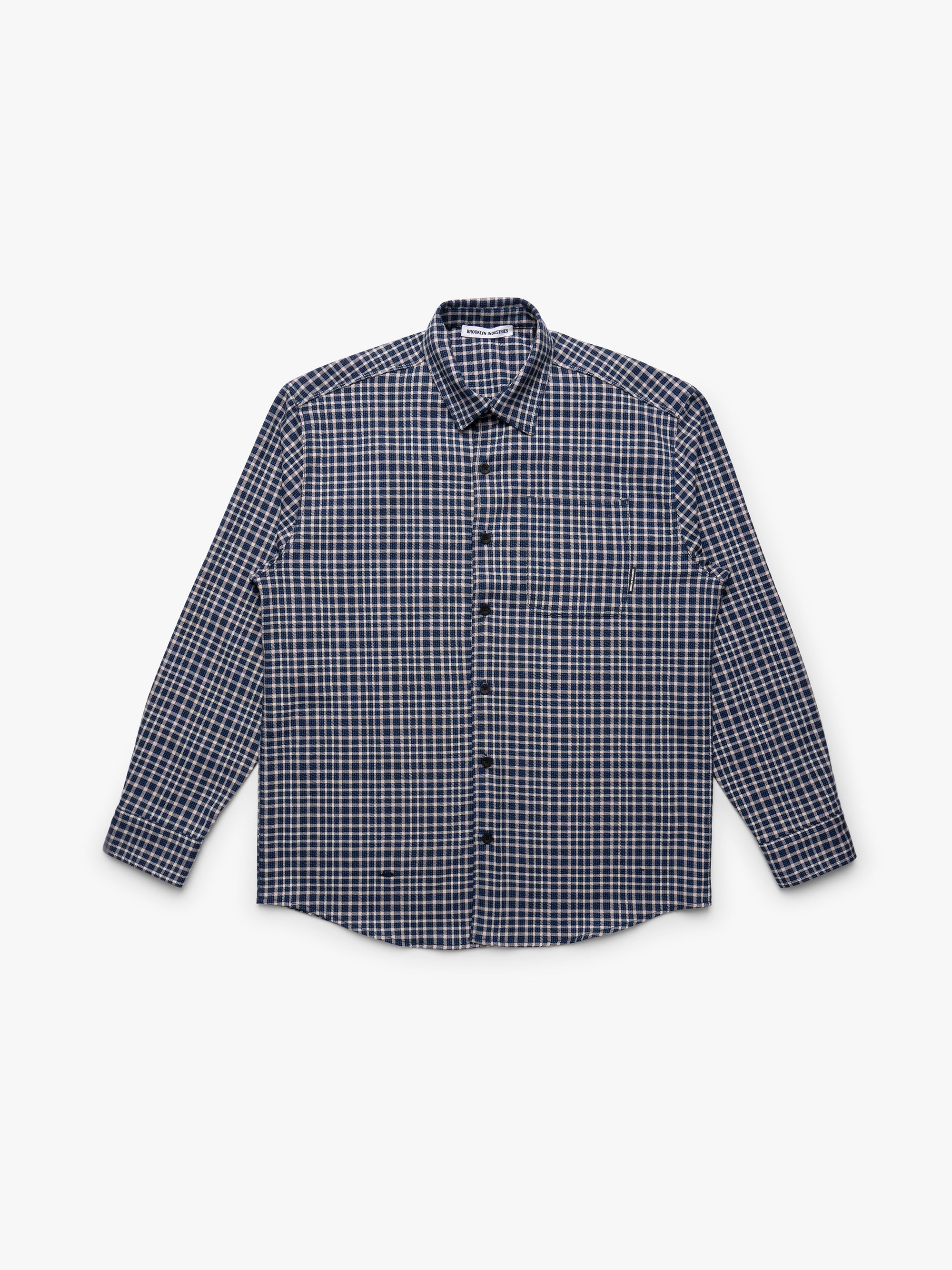 Men's Brooklyn Long Sleeve Plaid Shirt in Navy Check - BROOKLYN INDUSTRIES