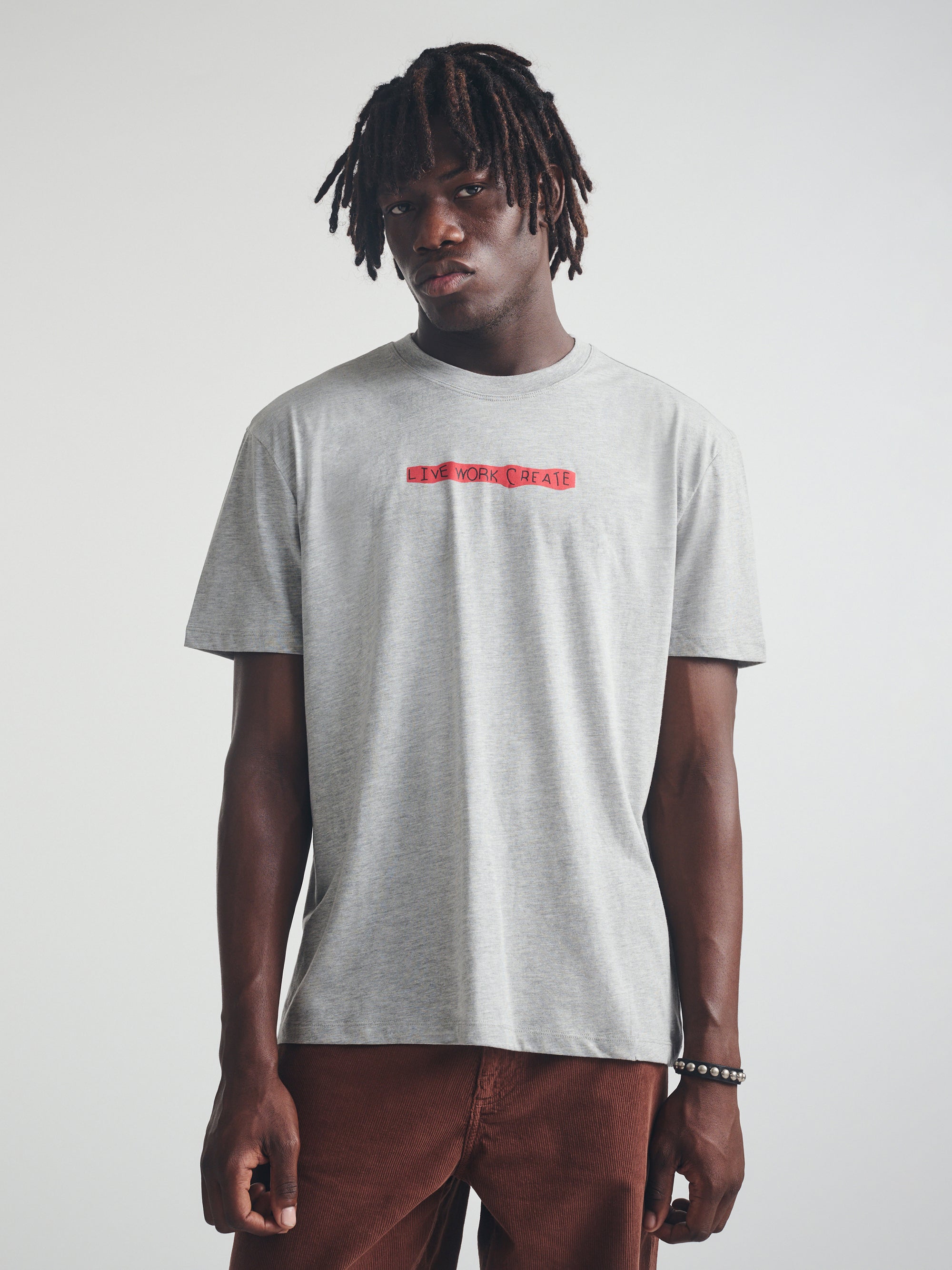 Men's Live Work Create T-Shirt in Mid Grey Melange
