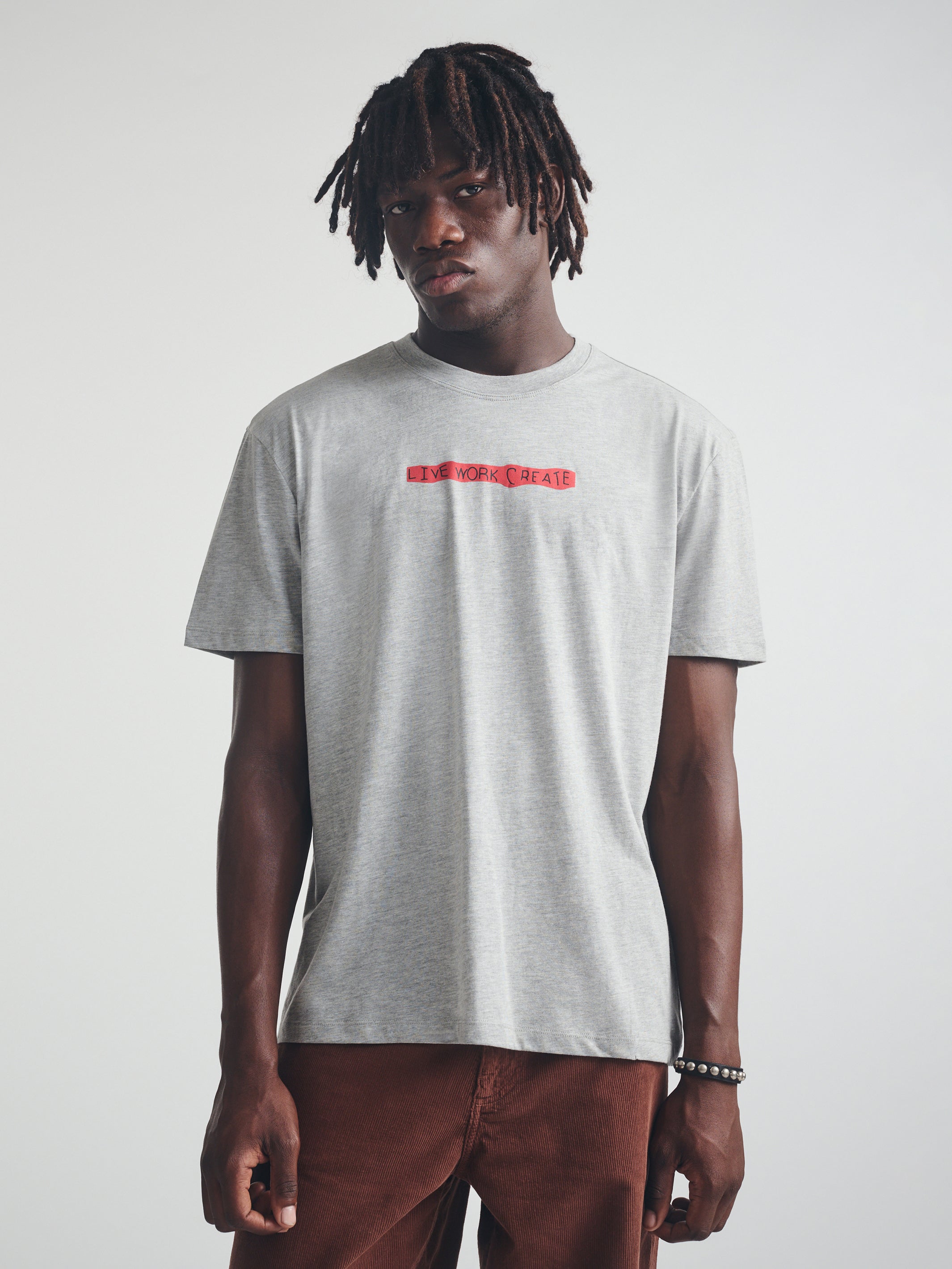 Men's Live Work Create T-Shirt in Mid Grey Melange