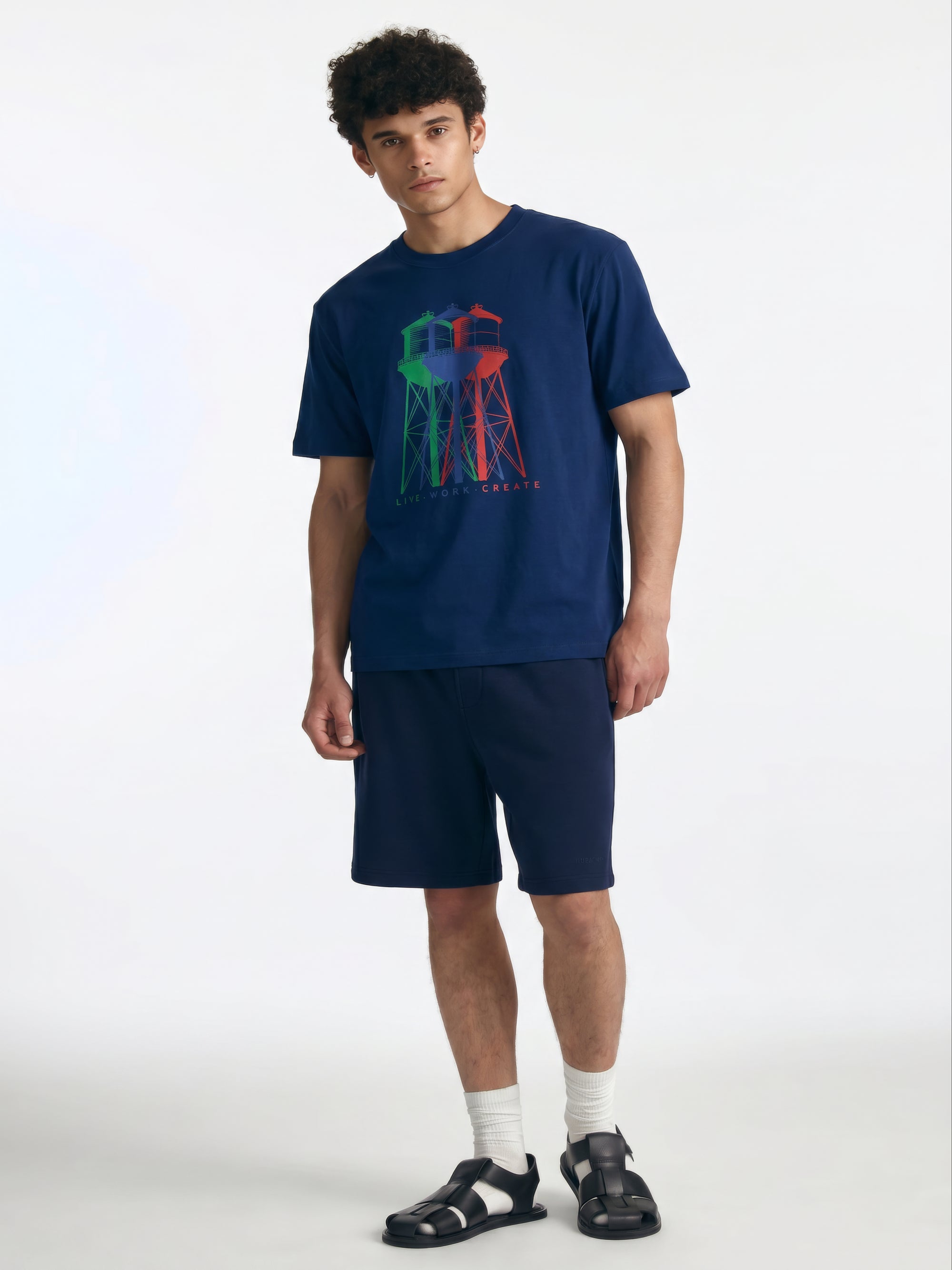 Men's Water Tower T-Shirt in Navy Peony - BROOKLYN INDUSTRIES