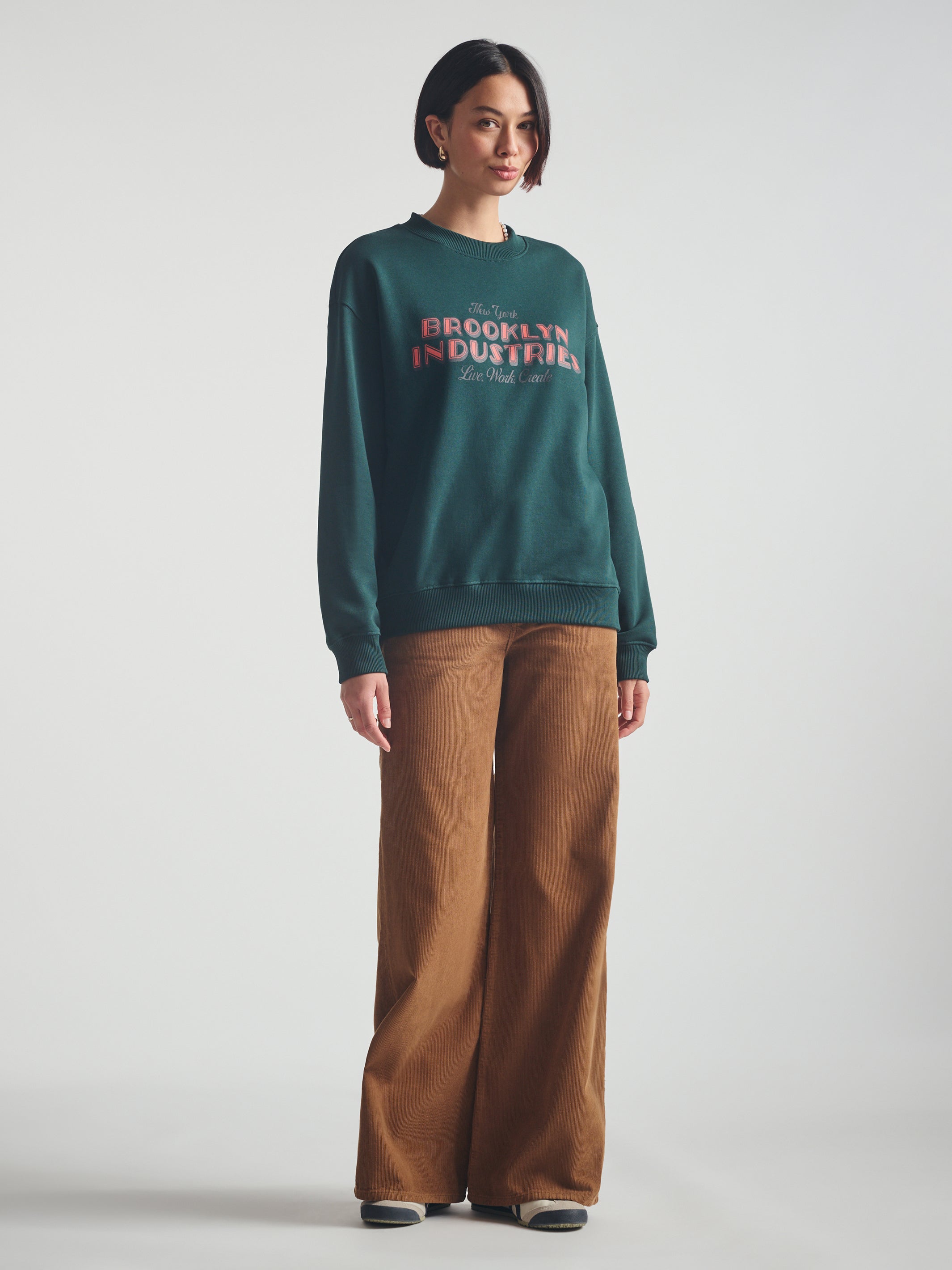 Women's Brooklyn Live Work Create Sweatshirt in Ponderosa Pine - BROOKLYN INDUSTRIES