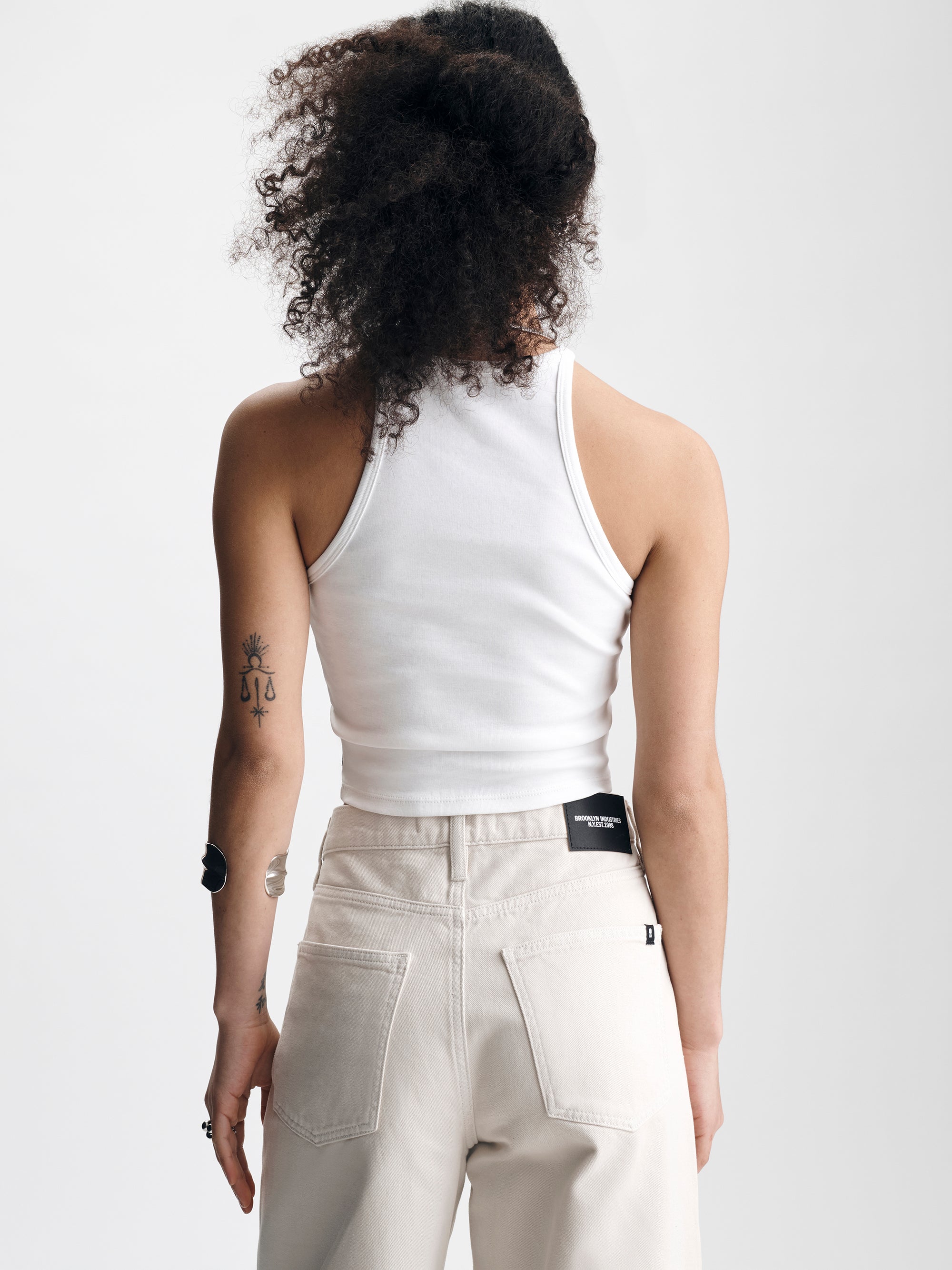 Women's High Neck Tank Top in White - BROOKLYN INDUSTRIES