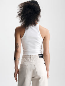 Women's High Neck Tank Top in White - BROOKLYN INDUSTRIES