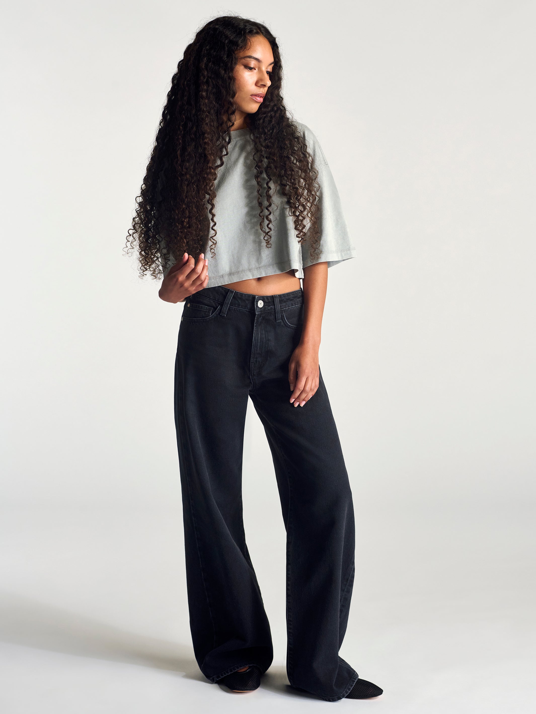 Women's Midtown Mid-Rise Relaxed Pants In Dark Smoke Denim - BROOKLYN INDUSTRIES