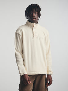 Men's Brooklyn Half Buttoned Sweatshirt in Turtledove - BROOKLYN INDUSTRIES