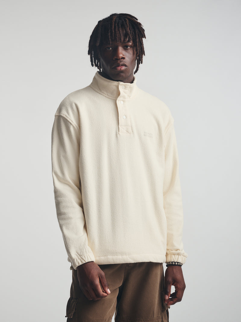 Men's Brooklyn Half Buttoned Sweatshirt in Turtledove - BROOKLYN INDUSTRIES