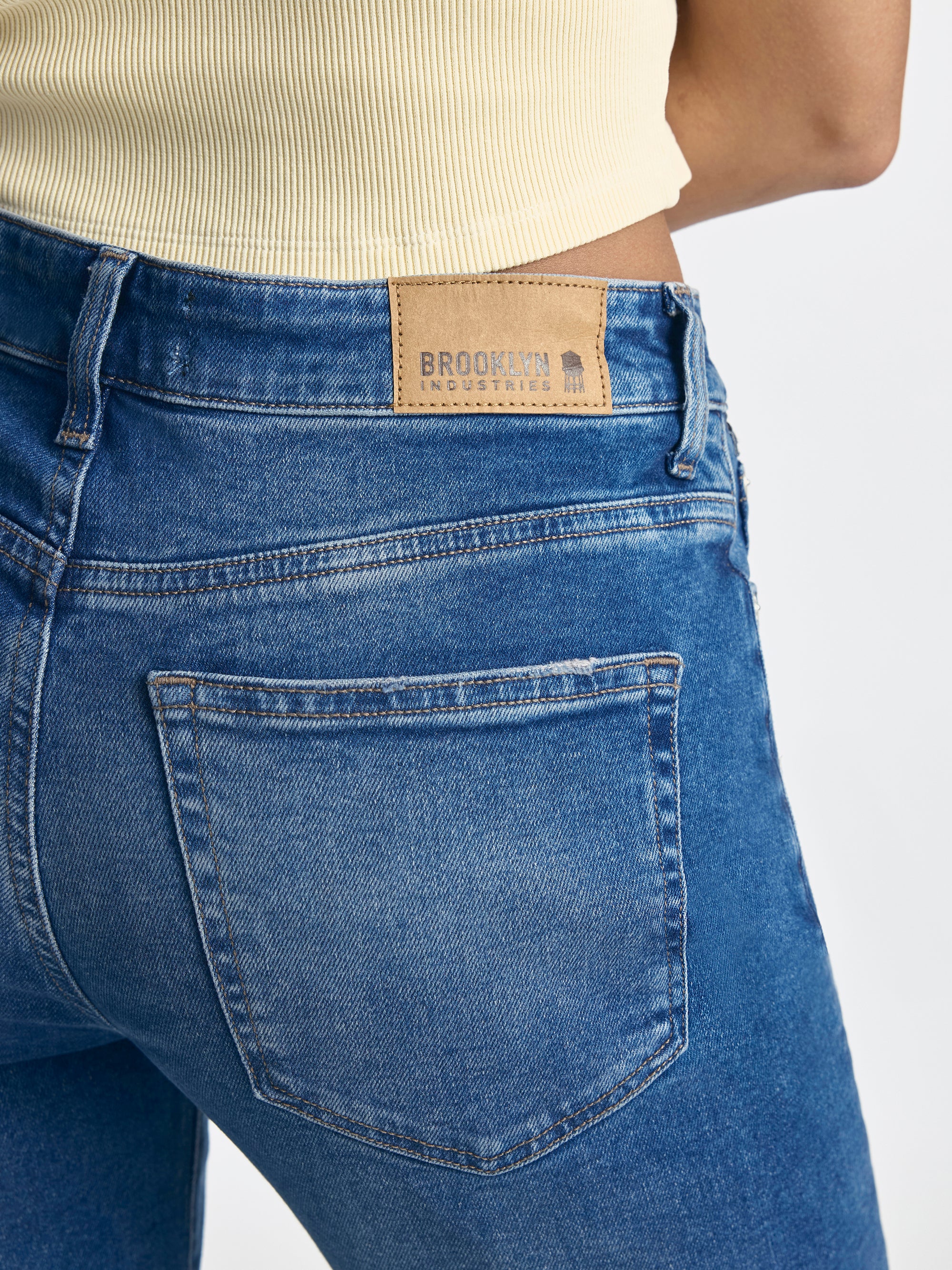 Park High Rise Wide Leg Jeans in Dark Brushed Denim - BROOKLYN INDUSTRIES