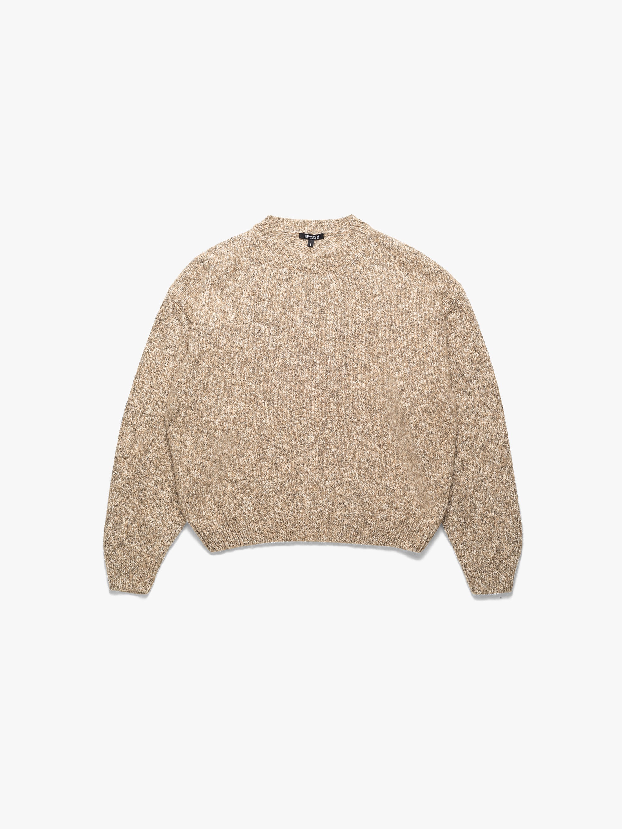 Women's Crew Neck Sweater In Oatmeal Melange - BROOKLYN INDUSTRIES