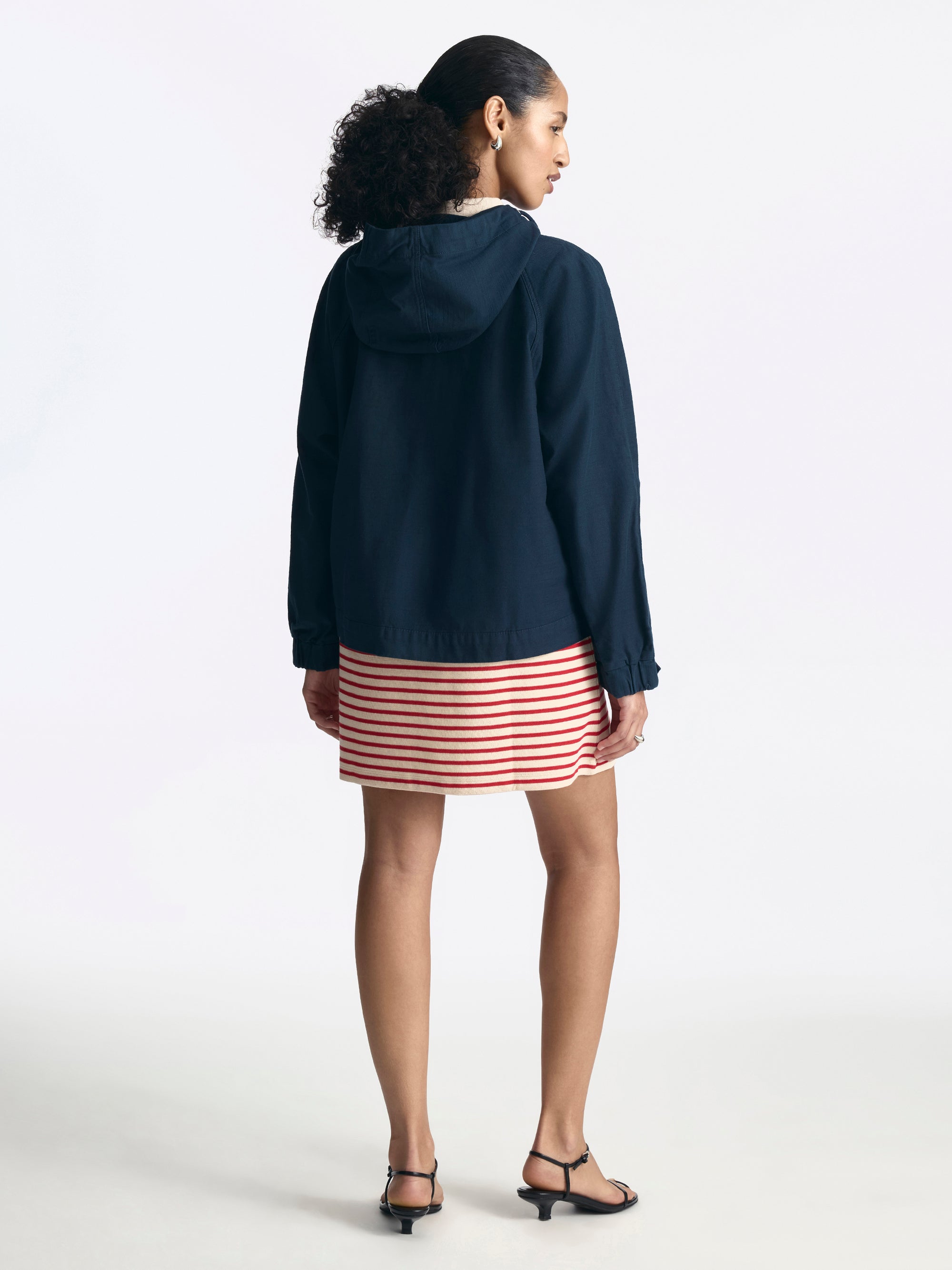 Women's Short Hooded Utility Jacket in Blue Berry - BROOKLYN INDUSTRIES