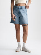 Women's Straight Leg Shorts in Bleached Everyday Denim - BROOKLYN INDUSTRIES