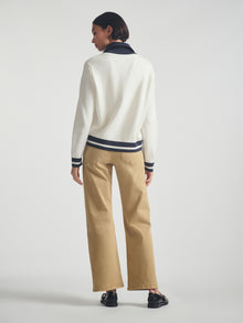 Women's Half Zip Sweater in Antique White - BROOKLYN INDUSTRIES