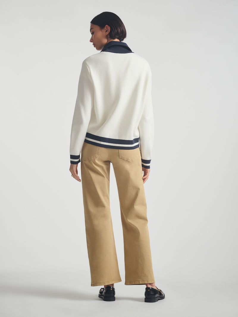 Women's Half Zip Sweater in Antique White - BROOKLYN INDUSTRIES