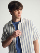 Men's Brooklyn Striped Short Sleeve Shirt In Turtledove - BROOKLYN INDUSTRIES