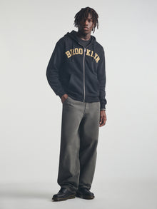 Men's Brooklyn Zip-Up Hoodie in Black - BROOKLYN INDUSTRIES