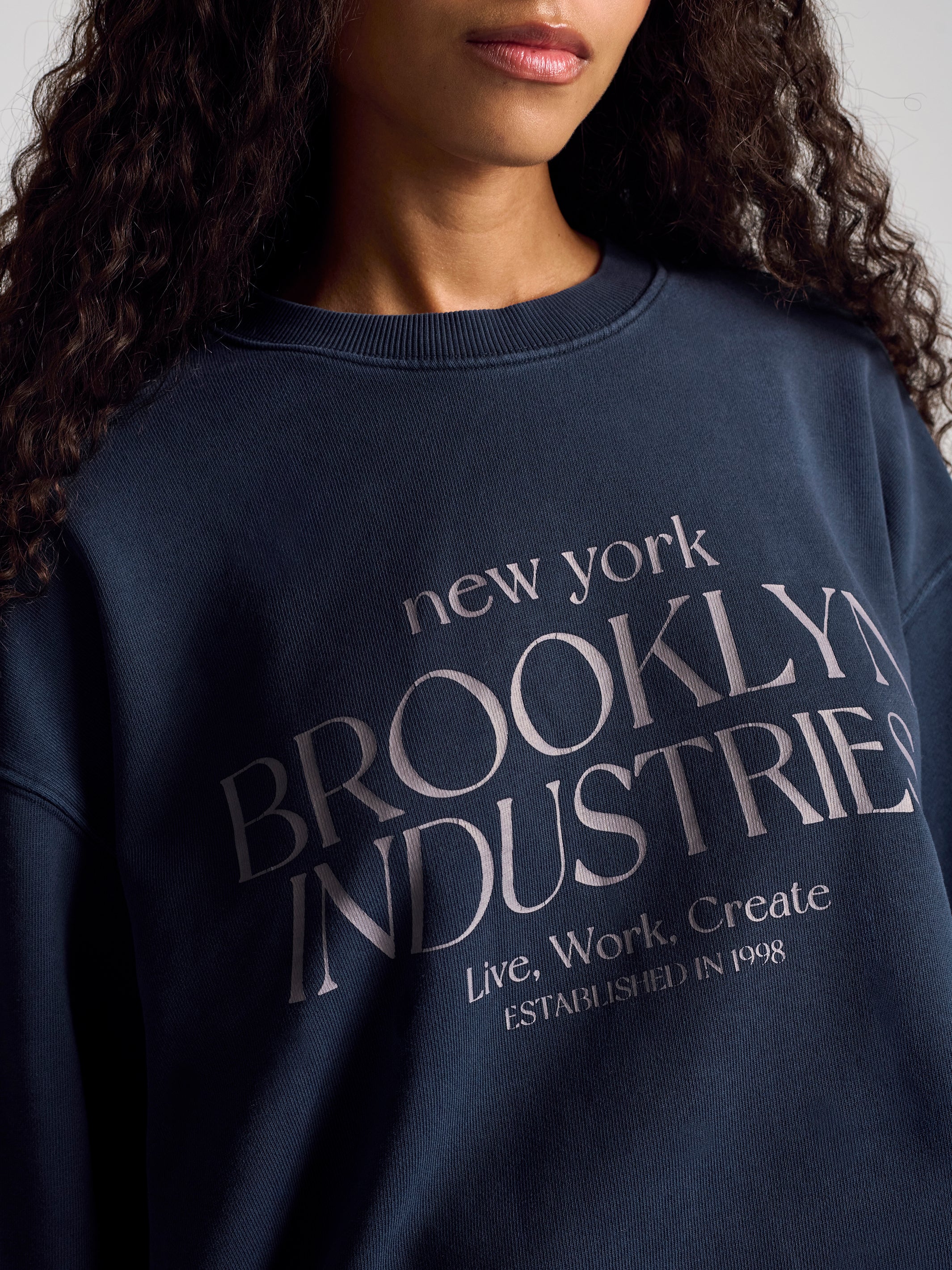 Women's BKI Crew Neck Sweatshirt In Graphite - BROOKLYN INDUSTRIES