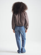 Women's Cropped Puffer Jacket in Tartan Check