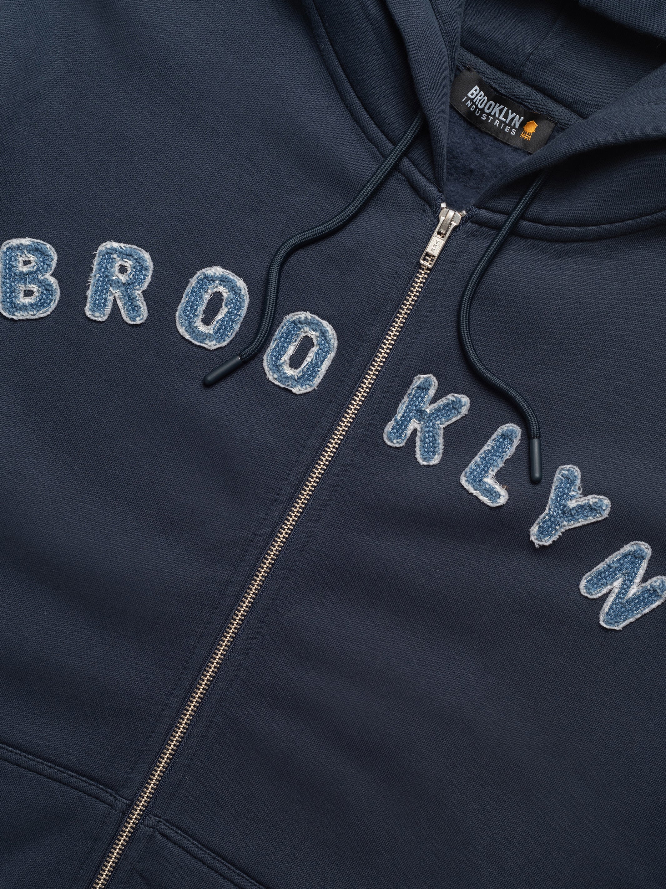 Men's Logo Zip Up Sweatshirt In Navy - BROOKLYN INDUSTRIES