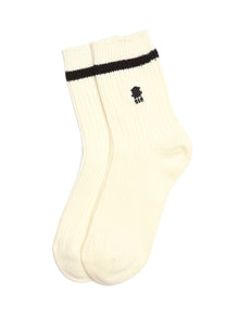 Women's Water Tower Logo Socks in Angora - BROOKLYN INDUSTRIES