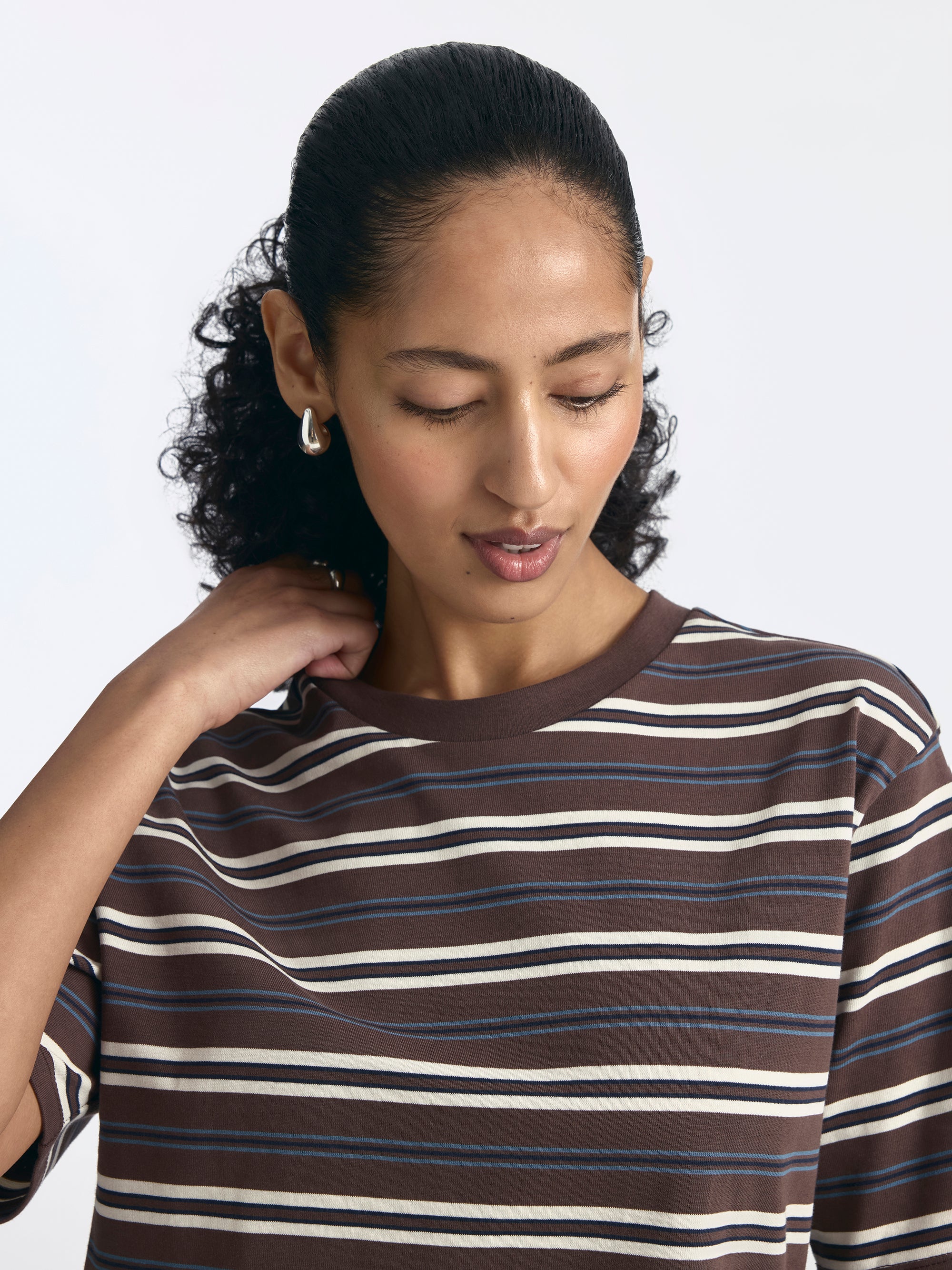Women's Striped T-Shirt in Chocolate Martini Stripe - BROOKLYN INDUSTRIES