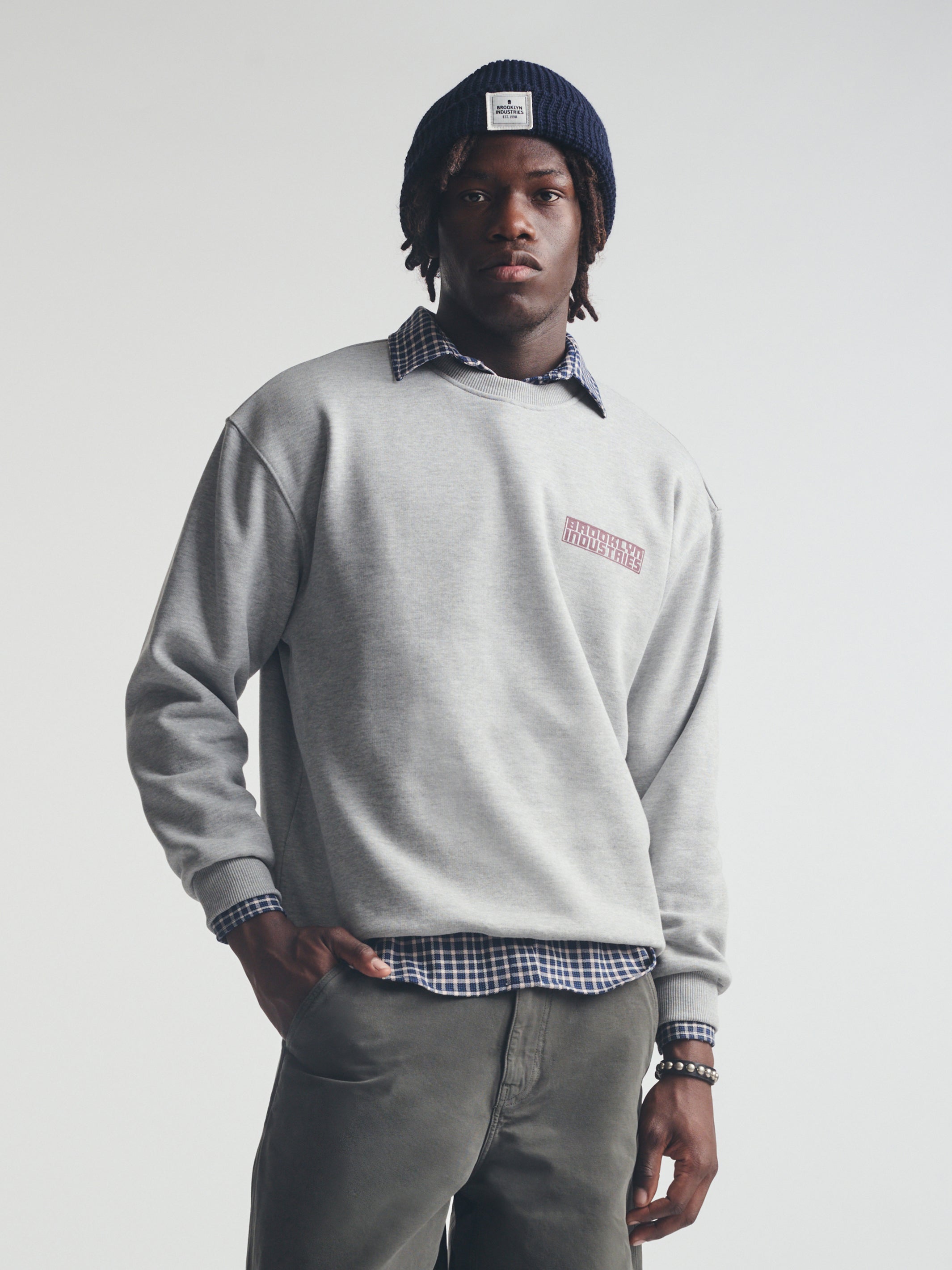 Brooklyn Industries Men's 1998 Sweatshirt in Mid Grey Melange