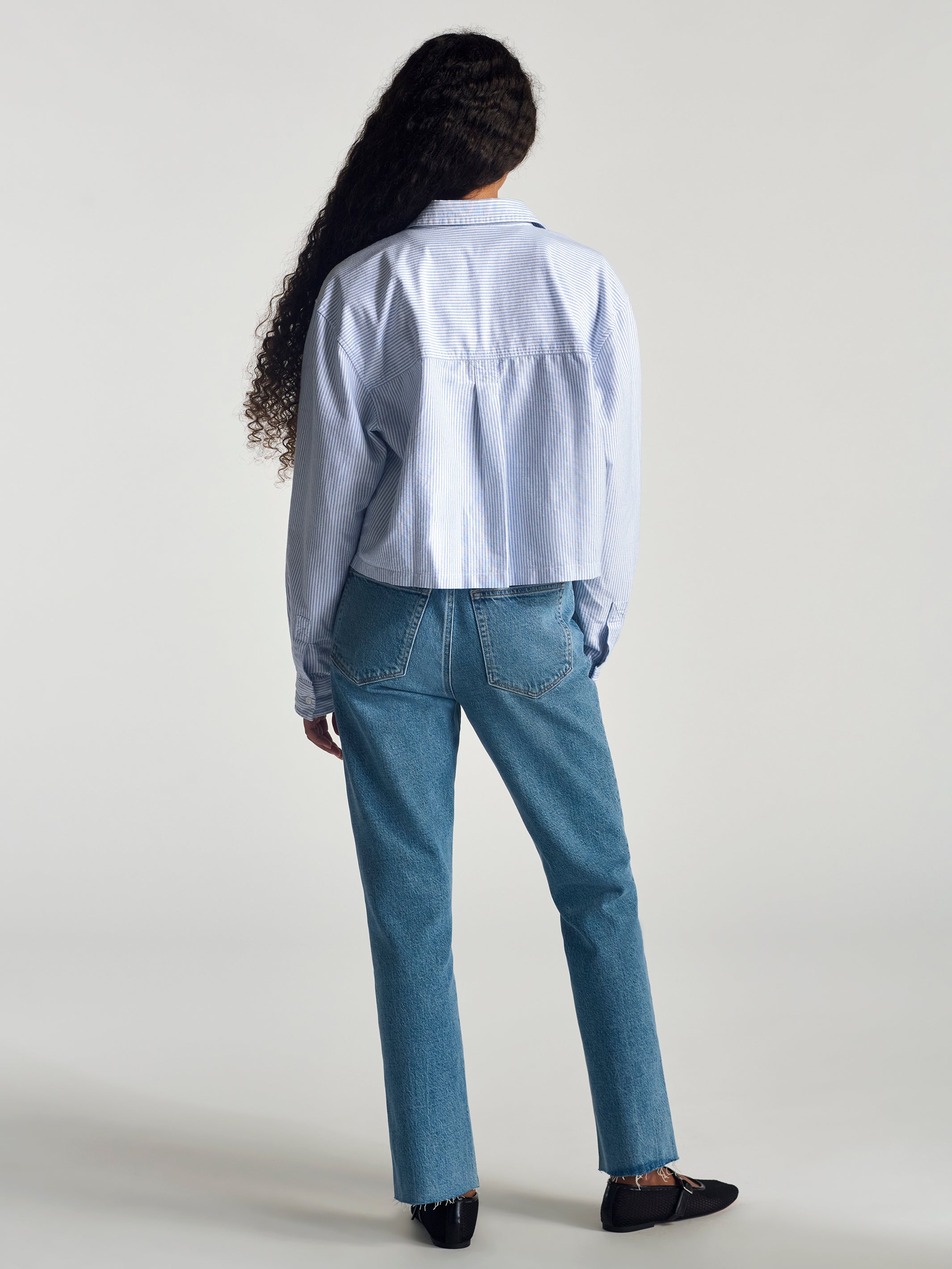 Women's Meadow High Rise Straight Leg Pants In Mid Blue Denim - BROOKLYN INDUSTRIES