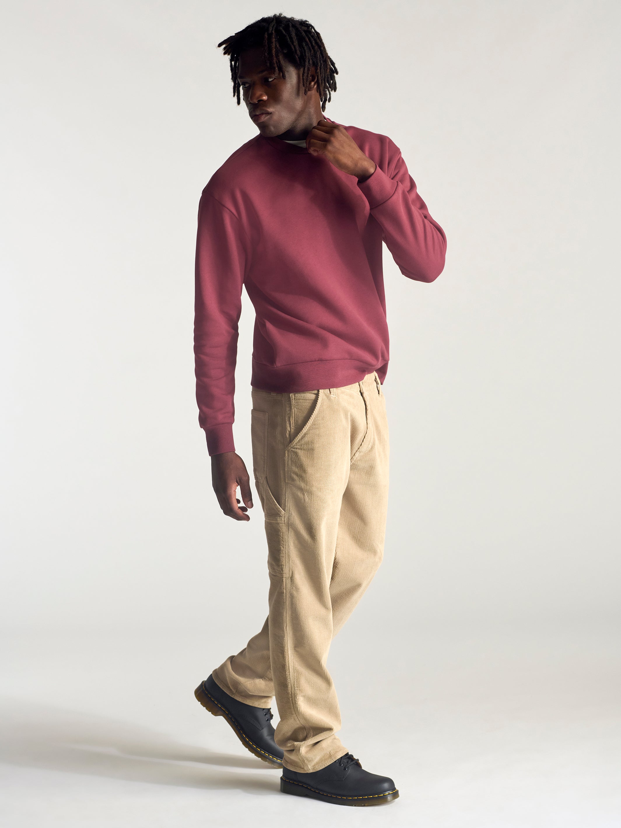 Men's Hoyt Crew Neck Sweatshirt In Brick - BROOKLYN INDUSTRIES