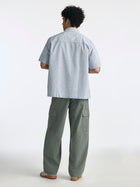 Men's Short Sleeve Striped Shirt in Blue Striped - BROOKLYN INDUSTRIES